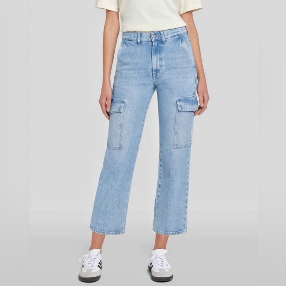 7 For All Mankind Cargo Jeans, light wash, cropped, 25, EUC